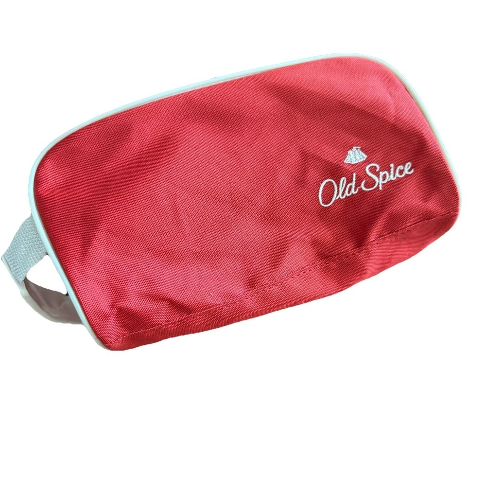 Old Spice Red Nylon Travel Toiletry Shaving Bag White Trim by Zagwear 9.5x5x5"